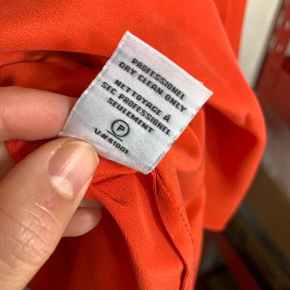 Diane von Furstenberg Orange Silk Long Sleeve Shirt Size 10 - Picture 6 of 12